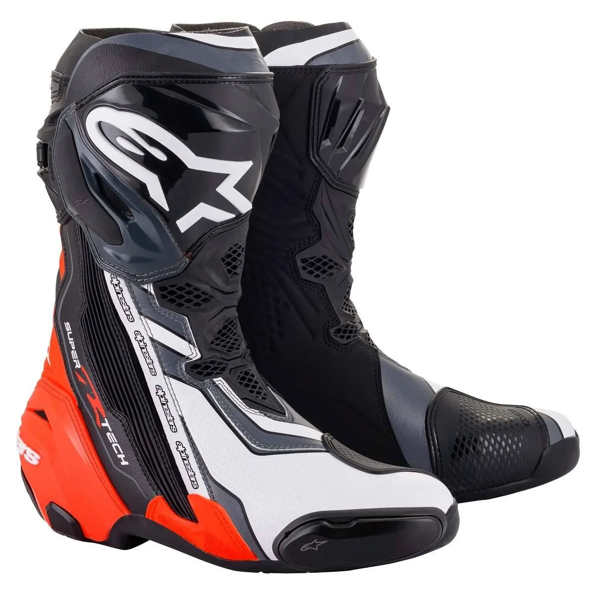 Bota Alpinestars Supertech R Vented Preto/Vermelho Fluor/Branco